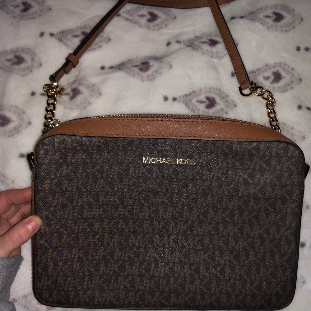 Michael Kors Signature Brown and Tan Shoulder Bag